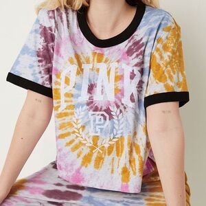 Victorias Secret PINK Plus Size Cropped Tie Dye Tshirt